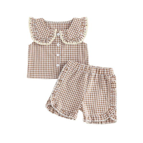 Loicainy Baby Toddler Girl Summer Outfits Plaid Clothes Set 6 12 18 24 Months 2T 3T 4T Sleeveless Print Tops + Shorts