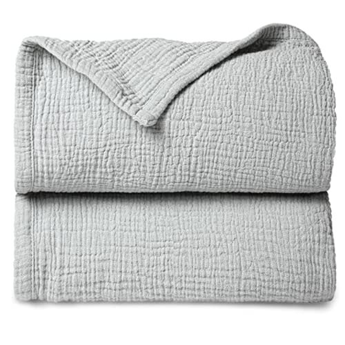 Lulu moon Muslin Baby Blanket Quilt - Crib Blanket for Toddlers 47"× 47" Silver Grey