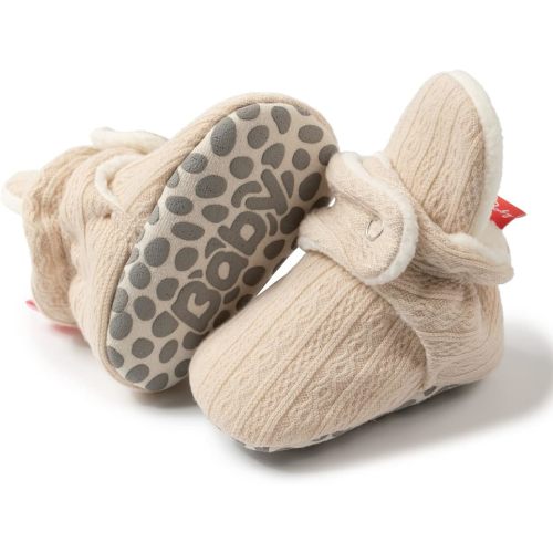 Meckior Newborn Infant Baby Girls Boys Warm Fleece Winter Booties First Walkers Slippers Shoes