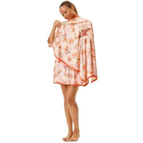 Motherhood Maternity Women's Robe and Nursing Chemise Sleep Set with Baby Swaddle- Orange, Medium