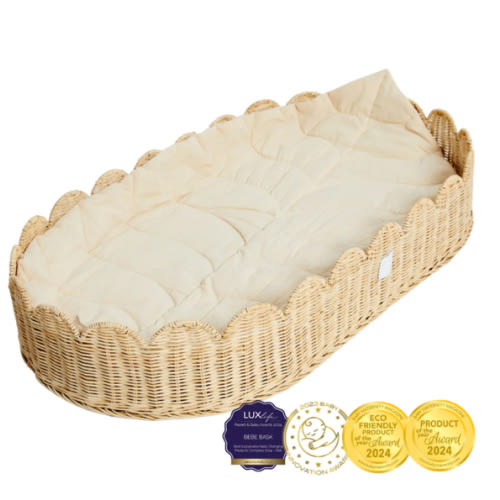 Baby Changing Basket "FLORENCE" Handmade & Natural Changing Pad-By BEBE BASK® – BEBE BASK
