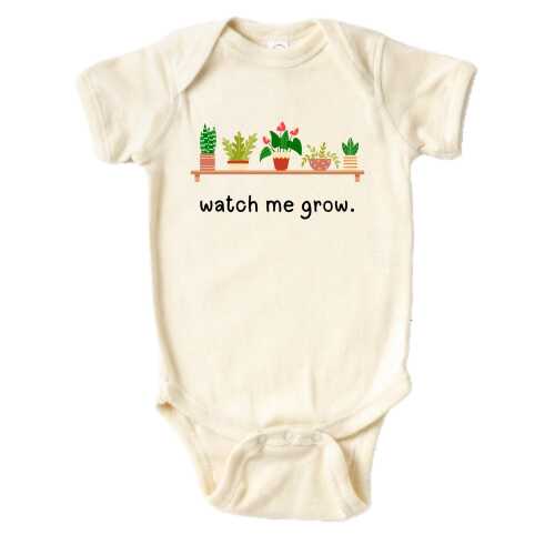 Watch Me Grow Baby , Funny Baby , Plant Bodysuit, Toddler T-shirt, Long Sleeve, Raglan, Vegan , Cactus Succulent, Onesie®