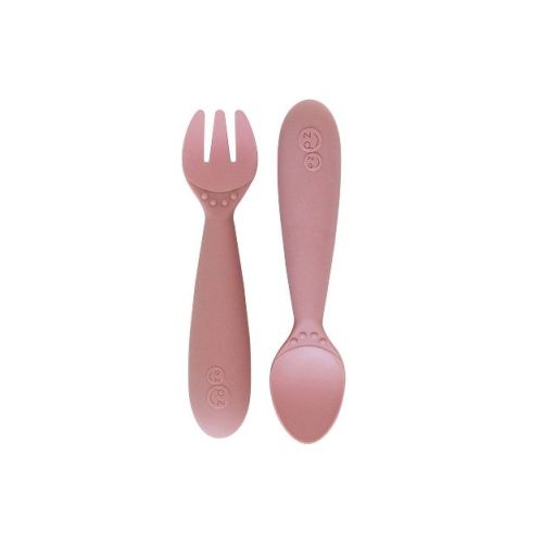 ezpz Mini Utensils - Blush - 2pk: BPA-Free, PVC-Free, Silicone, Includes Spoon & Fork