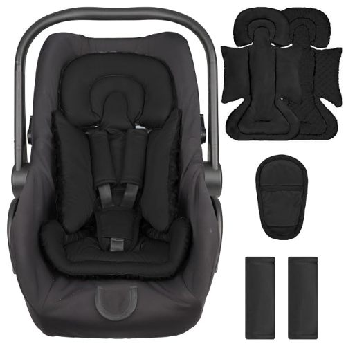 Infant Car Seat Insert with 3 Strap Covers, Reversible Car Seat Head Support for Baby Boys Girls, Soft & Breathable Mesh Newborn Carseat Insert for All Season, Strollers, Swings, Bouncer, Black