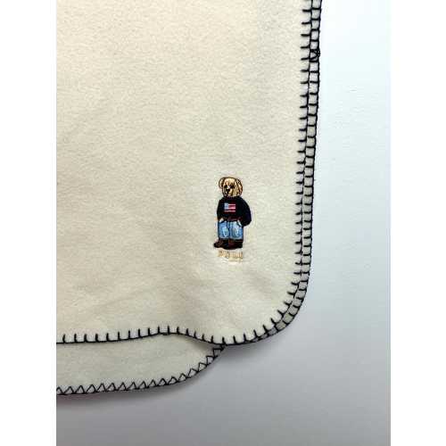 Vintage 1990s Polo by Ralph Lauren Cream Color Polo Bear Blanket