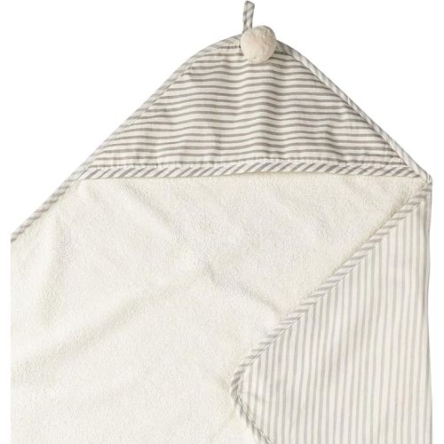 PEHR Hooded Towel, Stripes Away Pebble Grey | Absorbent French Terry & Soft Brushed 100% Cotton | 30” x 30”