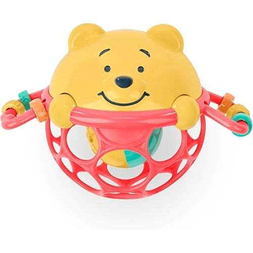 Disney Baby Winnie The Pooh Jingle & Shake Rattle Toy by Bright Starts with Easy-Grasp Oball Technology, Unisex, Newborns & Up