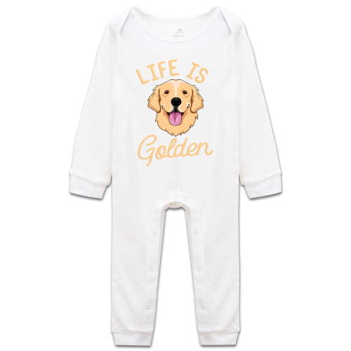 DOQOSESHY Life is Golden(Golden Retriever)Infant Bodysuit Toddler Long Sleeve Rompers Baby Jumpsuit 3 Months White