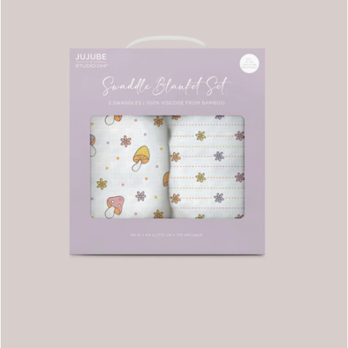 JuJuBe x Studio Oh! 2-Pack Square Swaddle Blanket Set - Mushy Love