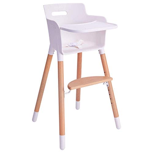 Baby High Chair, Wooden High Chairs for Babies & Toddlers, Highchair with Adjustable Footrest