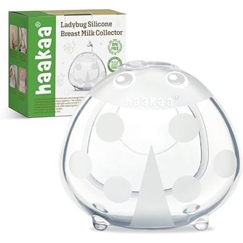 Haakaa Ladybug Milk Collector, Breast Shells Nursing Cup, Silicone Breast Milk Collector, Milk Savers for Breastfeeding, Nipple Shells Protect Sore Nipples Extra-Soft and Reusable (1 Pack, 40ml)