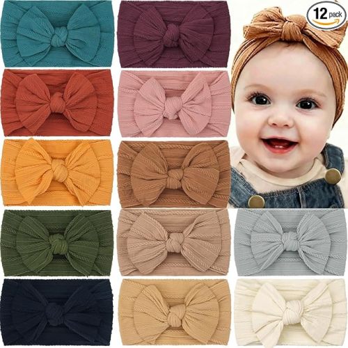 CÉLLOT Super Stretchy Soft Knot Headbands with Hair Bows Head Wrap Hair Accessories For Newborn Baby Girls Infant Toddlers Kids