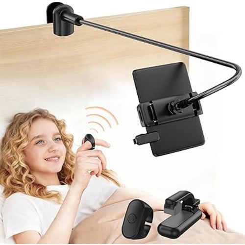 Peastrex Kindle Holder with Remote Page Turner Gooseneck Tablet Holder for Kindle Readding in Bed Hands Free Desk Bedside Lazy Arm Stand for Kindles,Tablets,Phones