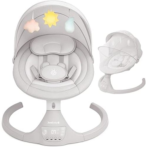 Jool Baby Nova Swing for Newborns - Electric Motorized Infant Swing, Bluetooth Music, 10 Preset Melodies, Remote (Updated Model, Stone)