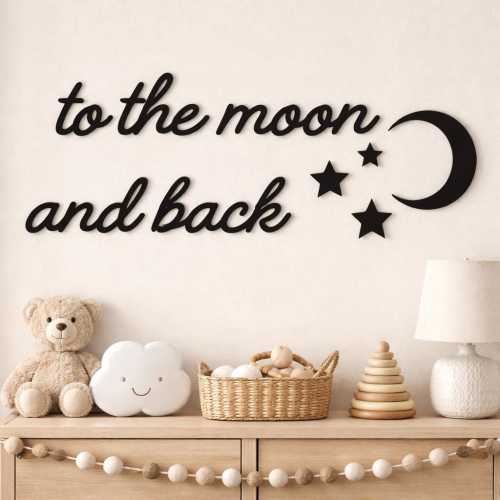 To the Moon and Back Wooden Nursery Decor – Moon & Stars Sign