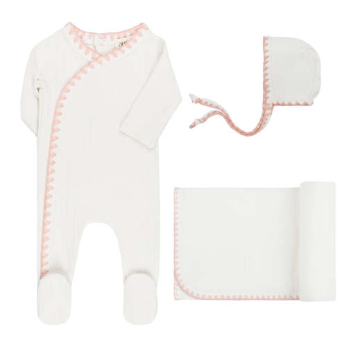 Baby Girl Layette Set – Ivory Pink – Whipstitch | Aurora Classics – Ely's & Co.