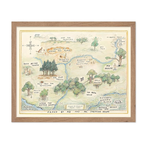 Monem Art Winnie Pooh Poster - Hundred Acre Woods Map Print - Story Book Art - Gift for Boys, Girls & Parents - Chic Decor for Bedroom, Living Room, Nursery or Kid's Room - 8x10 UNFRAMED Wall Art
