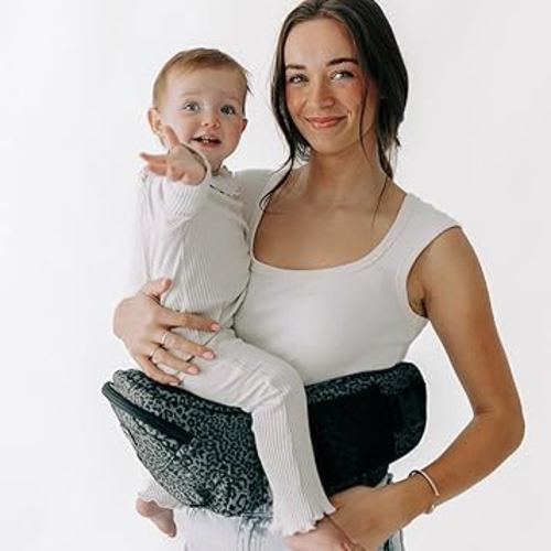 Tushbaby Ergonomic Hip Seat Carrier- for Babies and Toddlers 0-3yrs, Safety Approved, Structured Support, Convenient Pockets, Feeding Aid, Durable YKK Zippers, Foam-Free Build, (Jaguar)