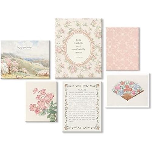 Christian Nursery Wall Art Bible Verse Canvas Wall Decor Girl Floral Wall Art Aesthetic Scripture Pictures Jesus Religious Posters Pink Flower Prints Vintage Artwork for Bedroom 8x10x6 Inch Framed