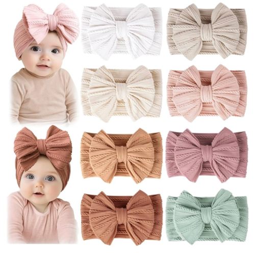 Amazon.com : prohouse 8 pack baby headbands soft nylon - beige