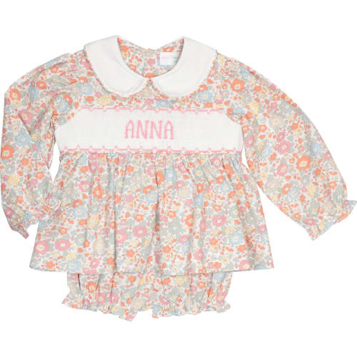 Fall Floral Custom Smocked Diaper Set