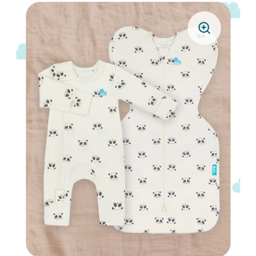 Swaddle Up & Romper Bundle | 1.0 TOG | Bamboo | Cream Sleepy Pandas