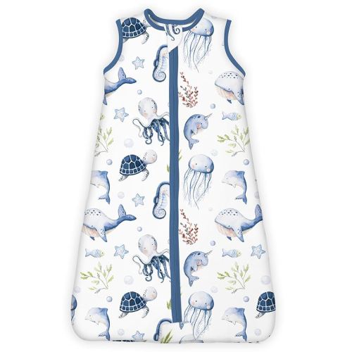 1.0 TOG Sleep Sack 6-12-15 Months, Ultra Soft Sleeping Bag, Premium Baby Wearable Blanket with 2-way Safe Zipper All Season Sleep Sack, 1 Pack(Ocean Animals)