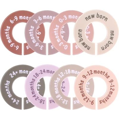 8pcs Baby Clothes Dividers for Closet, Plastic Nursery Closet Organizers Round Size Dividers for Newborn Toddler Age Labels Wardrobe Decor & Storage Outfit Solution