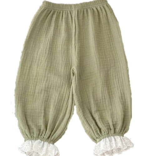 XBASW Baby Newborn Girls Harem Pants Summer Loose Trousers Lace Leg Bottoms Girls Solid Color Anti-Mosquito Pants for 0-2T