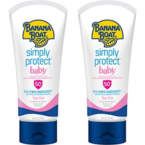 Banana Boat Baby 100% Mineral Sunscreen Lotion SPF 50 Twin Pack | Banana Boat Baby Sunscreen, Sunscreen for Babies, Oxybenzone Free Sunscreen, Banana Boat Lotion Sunscreen SPF 50, 6oz each