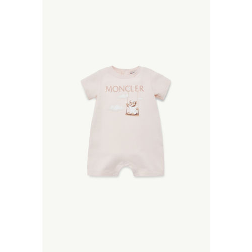 Light Pink Teddy Bear Motif Cotton Romper - Clothing for Children | Moncler US