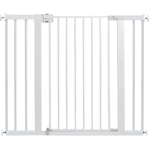 Safety 1st SecureTech Tall & Wide Pressure-Installed Metal Gate with SecureTech Locking Handle - Fits 29-47" Wide, 36" Tall, Includes 2 Extension Panels And 4 Wall Cups, Great For Babies And Pets