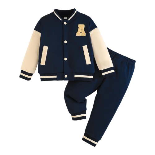 NIEWTR Baby Boy Fall Clothes Long Sleeve Sweatshirt Top Long Pants Set Cute Toddler Winter Outfit Fall Winter Set for 0 6 12 18 24 M 1t 2t 3t 4t 5t 6t,Dark Blue,3-4 Years