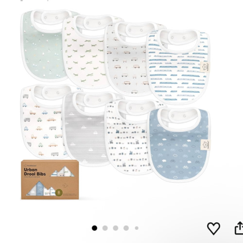8-Pack Organic Baby Bibs for Boys, Girls - Soft Cotton Drooling and Teething Bibs for Baby Girl & Boy, Extra Absorbent, Easy To Clean & Put On for Toddler, Newborn, Infant 0-24 Months (Vessels)