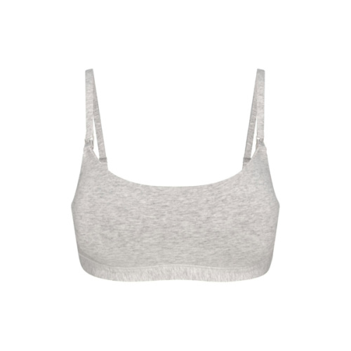 COTTON JERSEY MATERNITY NURSING SCOOP BRALETTE | LIGHT HEATHER GREY