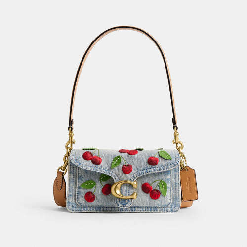 Tabby Shoulder Bag 20 With Cherry Embroidery
