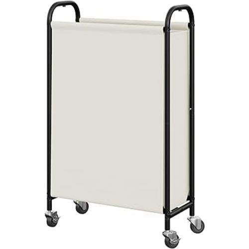 GRANNY SAYS 80L Slim Laundry Hamper with Wheels, Fabric Rolling Laundry Basket, Narrow Clothes Organizer, Tall Hamper for Closet, Laundry Room, Bathroom, Beige