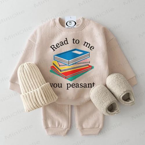READ TO ME YOU PEASANT Baby 2-piece Beige Set