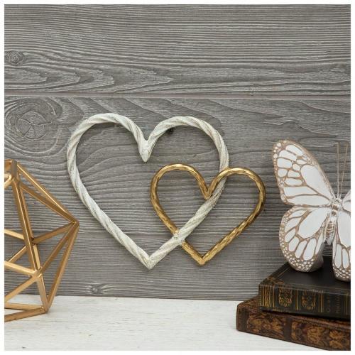 White & Gold Hearts Metal Wall Decor