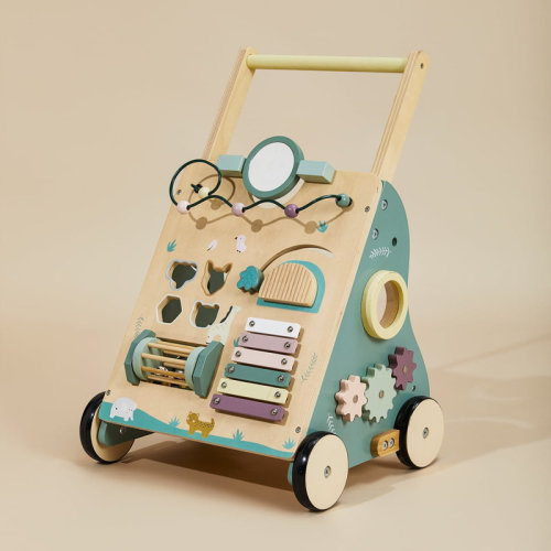 Ligu Wooden Baby Push Walker With Activity Center, Adjustable Speed Toddler Learning Walker With Xylophone, Shape Sorter And Educational Toys | Wayfair