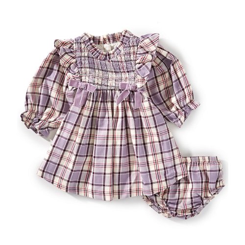 Bonnie Jean Baby Girls 3/4-Sleeve Plaid Fit-And-Flare Dress