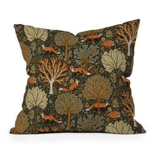 16"x16" Avenie Countryside Woodland Fox Square Throw Pillow - Deny Designs: Abstract Design, Indoor Decorative Cushion, Zippered