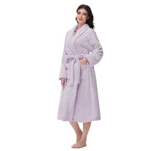 Yurhap Premium Robes for Women - Super Soft Cozy Fleece Womens Robe Plush Long Bathrobe