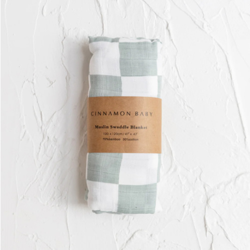 Cinnamon baby- Swaddle - Checkered Sage