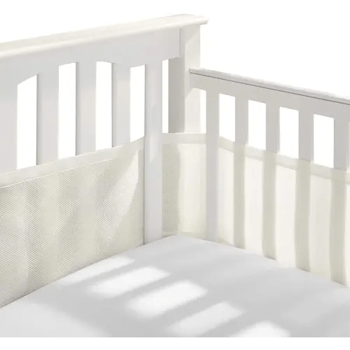 BreathableBaby Breathable Mesh Liner for Full-Size Cribs, Classic 3mm Mesh, Natural Ecru (Size 4FS Covers 3 or 4 Sides)