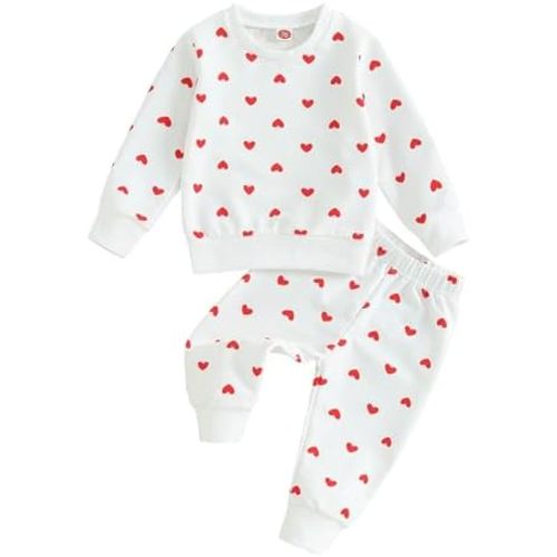 Fernvia Toddler Baby Girl Clothes 3 6 9 12 18 24 Months Fall Outfits Solid Long Sleeve Sweatshirt Tops + Pants Set