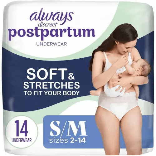 Always Discreet Postpartum and Adult Incontinence Underwear for Women, Small/Medium, Maximum Protection, 14 Count