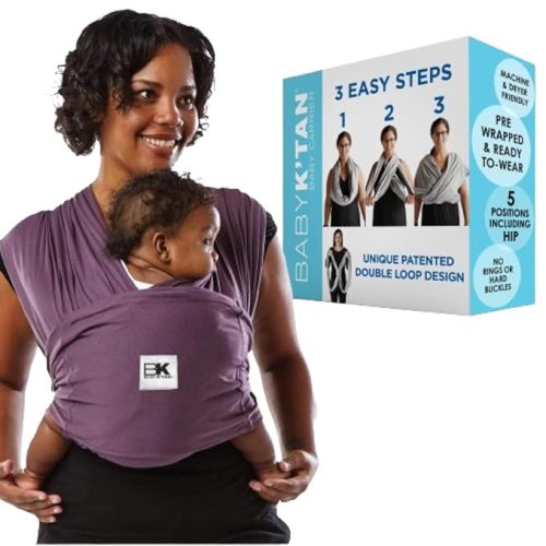 Original Baby K'tan Baby Carrier: #1 Easy Pre-Wrapped, Soft, Slip-On, No Rings, No Buckles | 5 in 1 Baby Sling for Hands-Free Comfort | Eggplant | Small