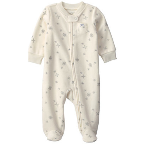 Baby Girls' Snowflake 2-Way Zip Fleece Sleep & Play Pajamas