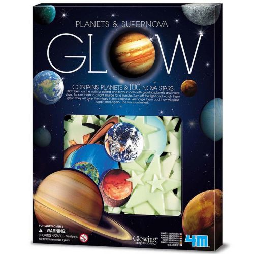 4M: Glow Planets & Supernova - 100 Glow-in-Dark Stick-Ons, Wall & Ceiling Decor